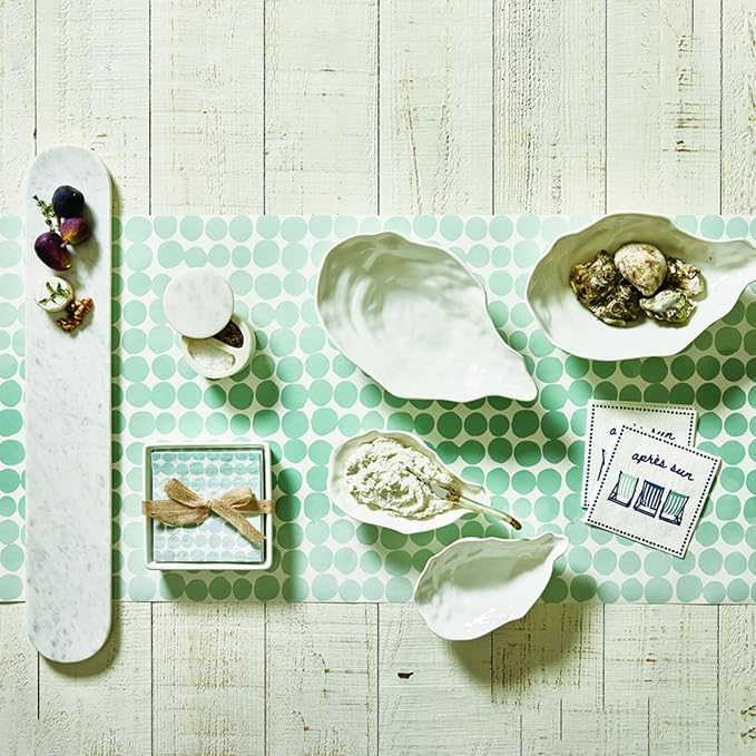 Santa Barbara Design Studios Serving Bowls - Ceramic Oyster-Shaped Bowl, Large 11" x 6.5", Gloss White