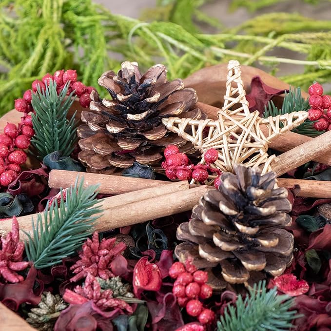 Cinnamon Fragrance Potpourri Bag Christmas Holiday Home Décor | Floral Petals Vase & Bowl Filler Decoration (Holiday Red)