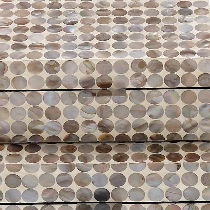 Deco 79 Mother of Pearl Shell Geometric Handmade Decorative Box Decorative Keepsake Boxes with Hinged Lid, Set of 2 Storage Boxes 12", 8"W, Cream
