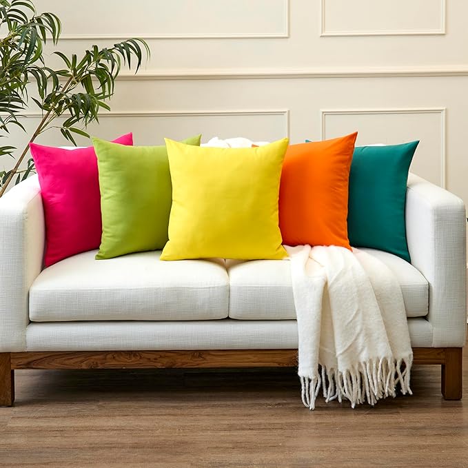 Encasa XO Throw Pillow Covers 20x20 in Set of 4 Emerald | No Inserts | Cotton Pillow Covers for Living Room, Bed, Sofa, Couch | Decorative Cushion Covers with Improved Zipper