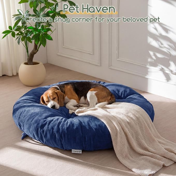 HIGOGOGO Papasan Chair Cushion with Chenille Cover (Without Chair), Soft Supportive Cushion, Navy, 48 x 48 Inch