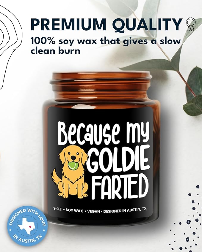 Funny Goldie Candle, Golden Retriever Gifts for Women and Men, Unique Funny Pet-Themed Gift Ideas, Best Present for Pet Lovers, Perfect Present for Dog Mom and Dog Dad, Birthday, Christmas, Gift-Ready