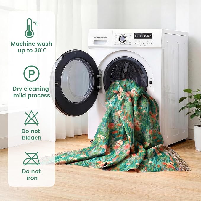 MSGKV Boho Throw Blanket 50"x60" Floral Blankets for Couch 100% Cotton Chair Sofa Throws Lightweight Farmhouse Muslin Summer Breathable Bed Blankets Home Decor All Seasons