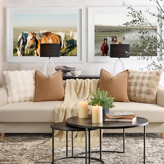 ZWJD Camel Pillow Covers 22x22 Set of 2 Chenille Throw Pillow Covers with Elegant Design Soft and Luxurious Decorative Throw Pillows for Couch, Bed, and Home Decor