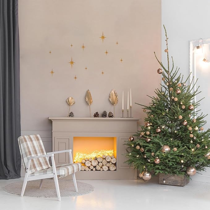 Stylor Mid Century Modern Decor, Gold Mcm Retro 3D Star Art Wall Sculpture, Plastic Starburst Decor, Vintage Celestial Whimsigoth Home Decor Accent. (Set of 6)