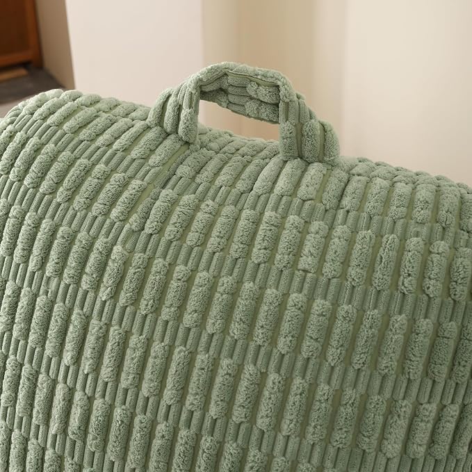 Reading Pillow for Sitting in Bed with Arm,Green Corduroy,M | Sitting Pillow for Teens Back Support,17" Backrest Pillow Supports Reading,Gaming & Relaxing in Bed,Couch,Floor