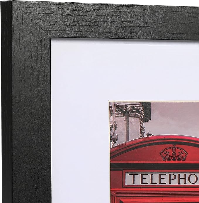 PEALSN 8x10 Picture Frame Set of 6, Display Picture 5x7 with Mat or 8x10 Without Mat, Black Woodgrain