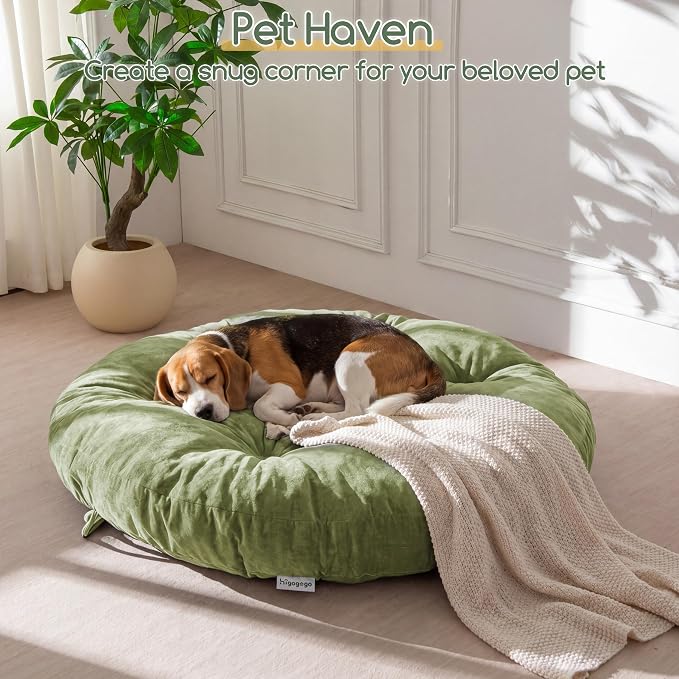 HIGOGOGO Papasan Chair Cushion with Chenille Cover (Without Chair), Soft Supportive Cushion, Green, 48 x 48 Inch