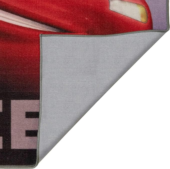 Gertmenian Disney Pixar Cars Indoor Area Rug - 4x6 Large, Non-Slip, Ideal for Children in Bedroom, Game Room, Classroom, Nursery or Play Area - Lightning McQueen, Red/Gray, 31202