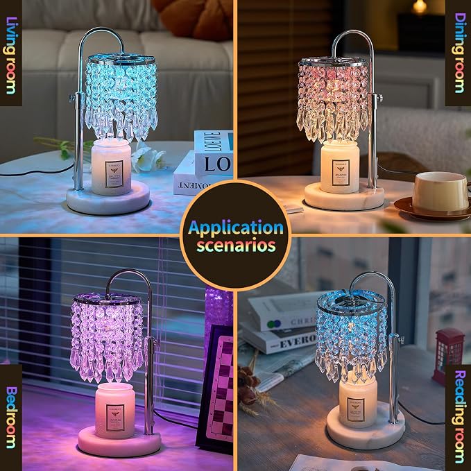 Candle Warmer Lamp with Timer Dimmer and 3 Bulbs, Lamp Candle Warmer with Marble Base,Wax Melt Warmer for Jar Candles, Birthday Gifts for Women Mom, House Warming Gifts New Home Decor