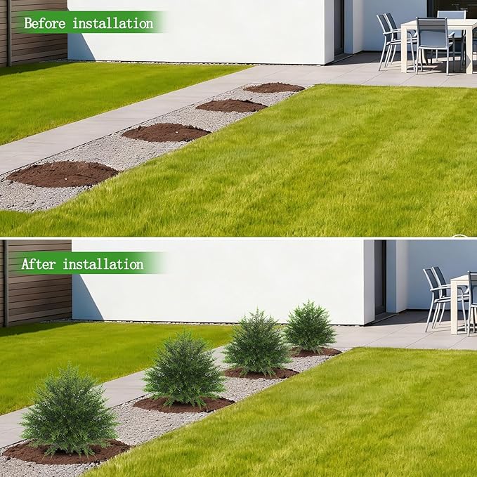 Yangrass 23" Artificial Cedar Topiary Ball Trees with Spike, Set of 2 UV Resistant Fake Evergreen Bushes Shrubs Trees, Realistic Faux Cypress Plants for Outdoor Indoor