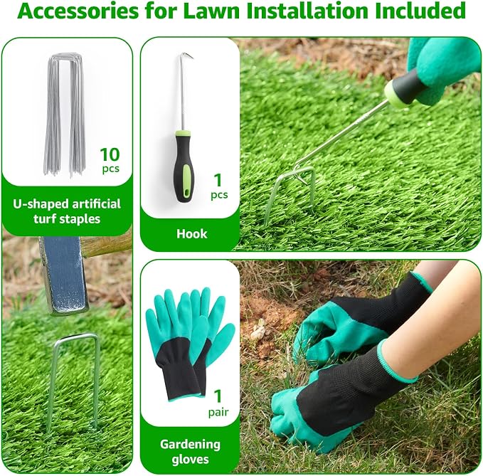 Realistic Artificial Grass Mat Customized Sizes, 6ft x10ft Synthetic Fake Grass Mat for Dogs, Reusable Turf Outdoor Rug Patio Garden Balcony Landscape, Faux Grass Rug with Drainage Holes