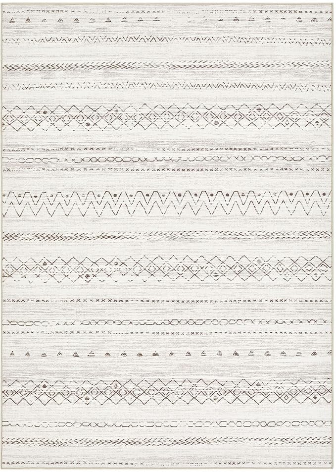 cotiled 10x14 Area Rug Living Room: Washable Boho Rugs with Non Slip Backing Large Soft Indoor Stain Resistant Carpet for Bedroom Farmhouse Dining Room Lightweight Home Decor Brown