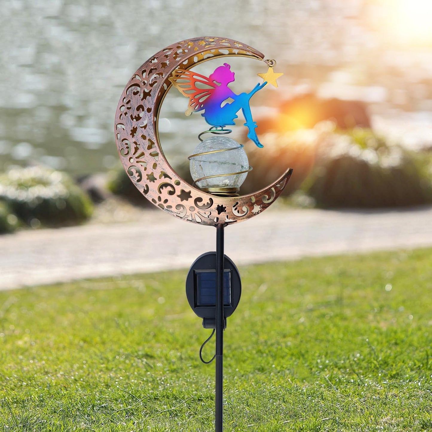 Moon Fairy Solar Garden Lights, Outdoor Decor Pathway Lights, LED Lawn Decor Lights - Gardening Gifts for Women(Moon Fairy Garden Lights)
