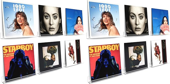 Laurensory Vinyl Record Shelf Wall Mount, 12 inch Clear Acrylic Album Record Holder Display, Kids Bookshelf, Floating Wall Shelves for Bathroom, Bedroom, Living Room, Kitchen, 12 Pack