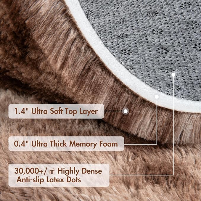 9x12 Ft Extra Large Shag Brown Area Rug for Living Room, Tie-Dyed Ultra Soft Fluffy Furry Rugs for Bedroom Indoor Floor, Aesthetic Carpet for Kids Home Decor (Coffee)