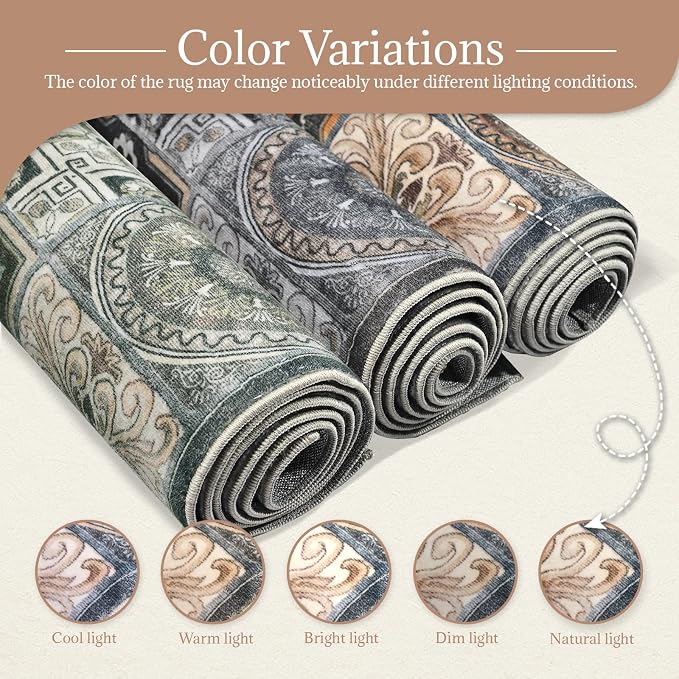 Machine Washable Entryway Small Area Rugs: Soft Non-Slip Low Pile Door Mat Indoor Entrance 2x3 ThrowRug for High-Traffic Areas Kitchen, Hallway, Farmhouse Decor