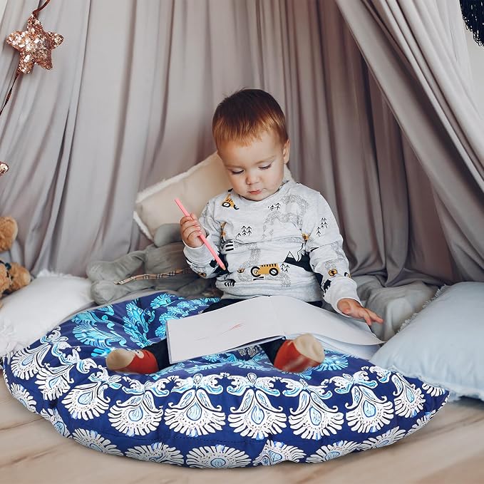 Funnymoom Extra Large Mandala Floor Cushion 35 Inch Round Meditation Floor Pillow Papasan Swing Cushion for Adults Oversized Playroom Pillows Reading Nook Big Pillow for Sitting Yoga Living Room Sofa