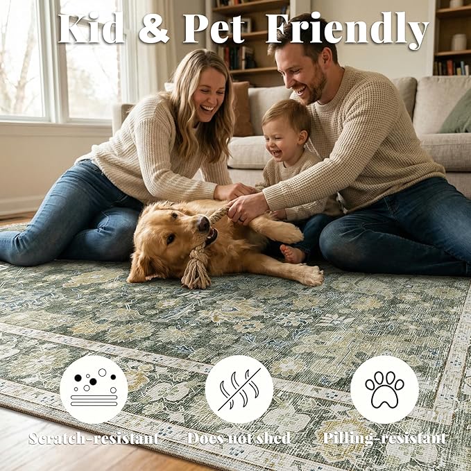 Machine Washable Hallway Runner Rug: 2'x6' Kitchen Rugs Soft Non-Slip Low Pile Vintage Boho Carpet Runners for Indoor Entryway Kitchen Bedside Bedroom Bathroom Farmhouse Decor