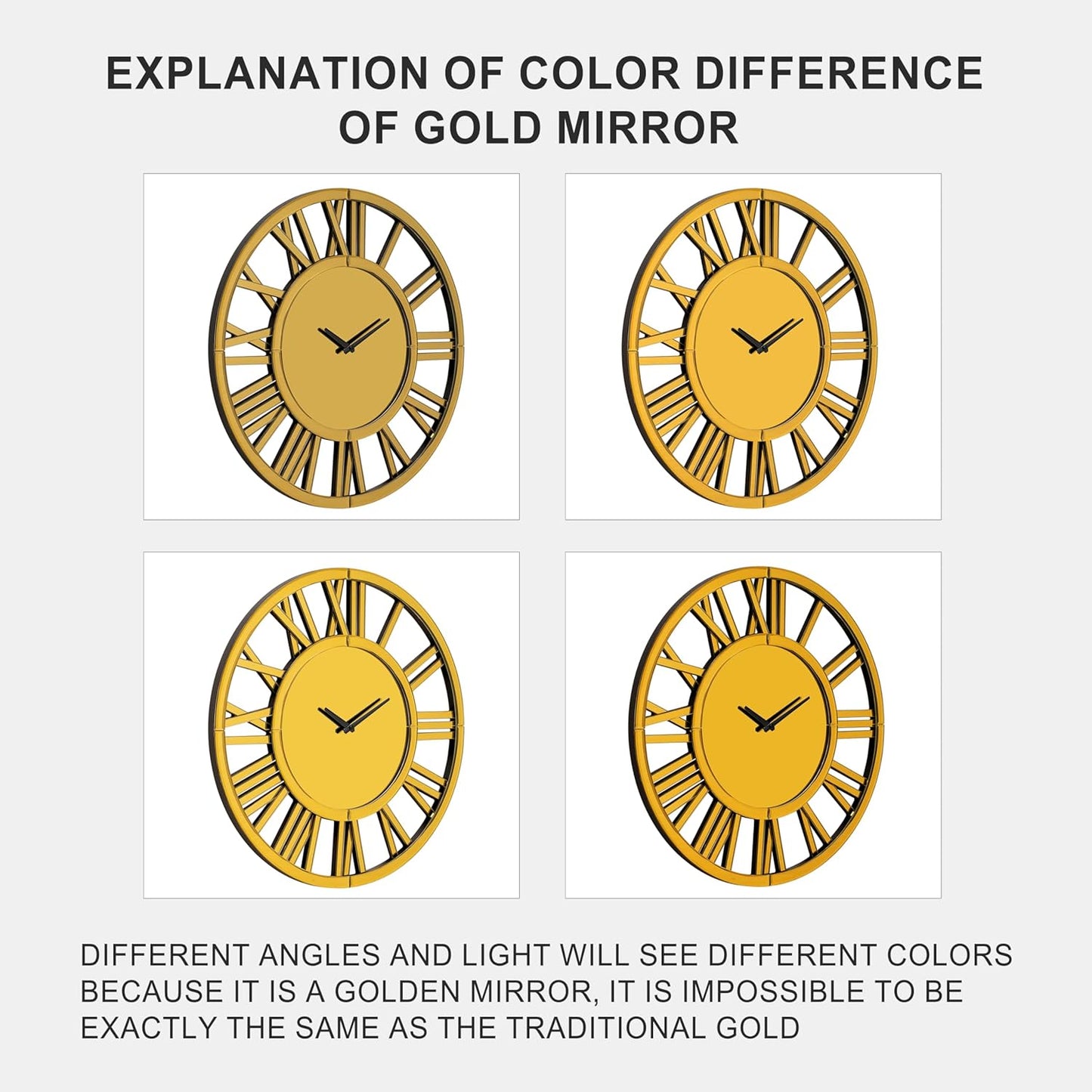 SHYFOY Large Wall Clock Decorative, 39" Oversize Clock for Wall Decor Mirrored Finishing, Luxury Modern Living Room Home Decor, Battery Operated Office Clocks Easy to Hang