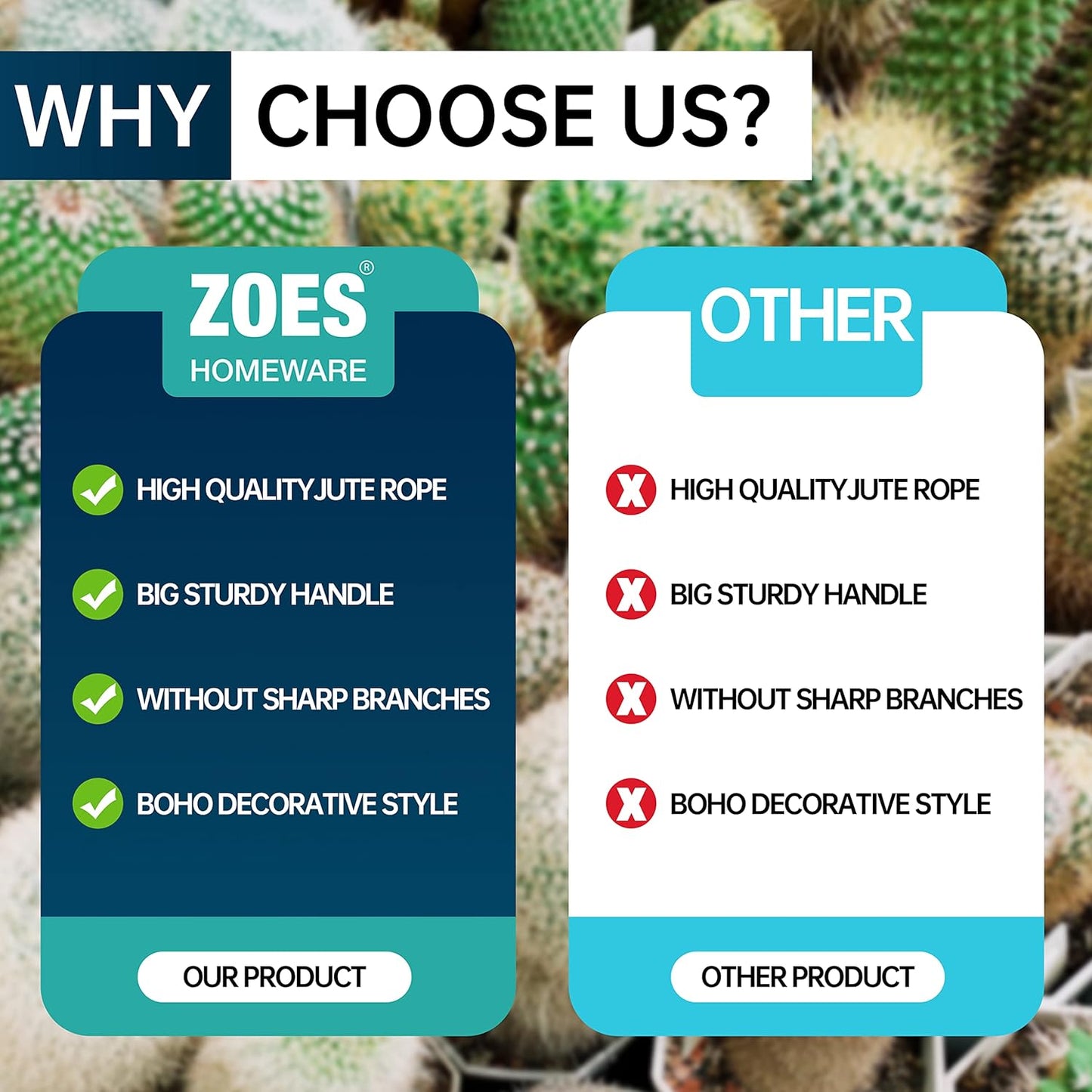 Jute Rope Basket - 10"x10" Woven Plant Pot Holder with Handles, Boho Indoor/Outdoor Planter Cover, Multifunctional Storage