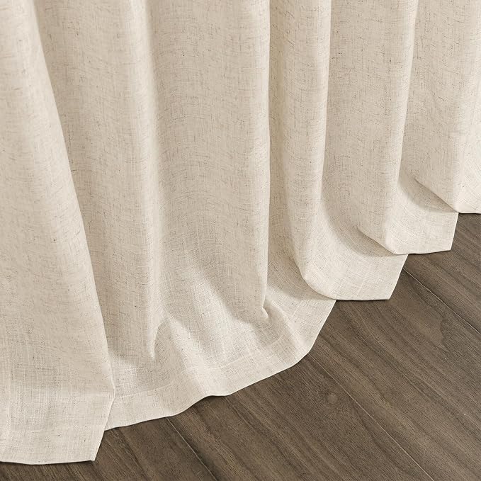 Linen Curtains for Living Room 102 Inches Long Modern Farmhouse Decor Light Filtering Semi Sheer Curtain Back Tab Luxury Neutral Rustic Floor to Ceiling High Window for Bedroom 52x102, 2 Panels
