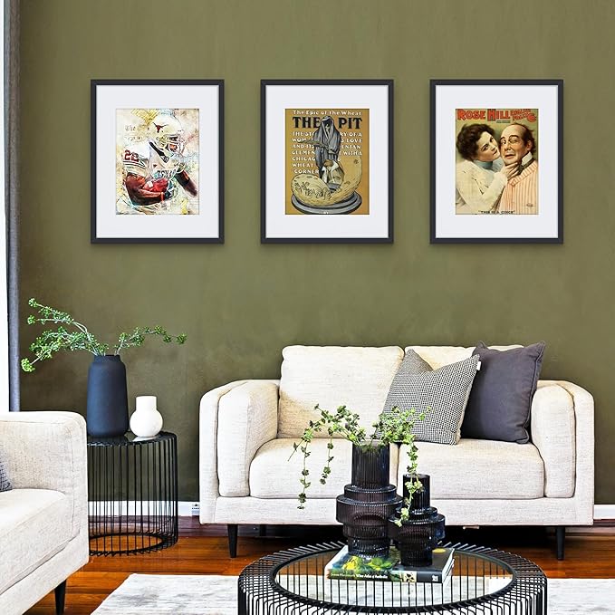 Picrit 16x20 Picture Frame Set of 12, Display Photos 11 x 14 with Mat or 16 x 20 without Mat, Wall Gallery Poster Frames Display for Home Decor, Black