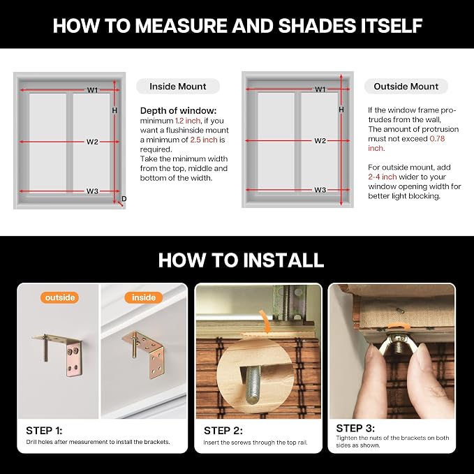 LazBlinds Cordless Blackout Bamboo Roman Shades, 46x64, Penang Teak | Room Darkening Blinds for Interior Windows, Thermal Insulated Roll Up Bamboo Blinds for Home & Patio