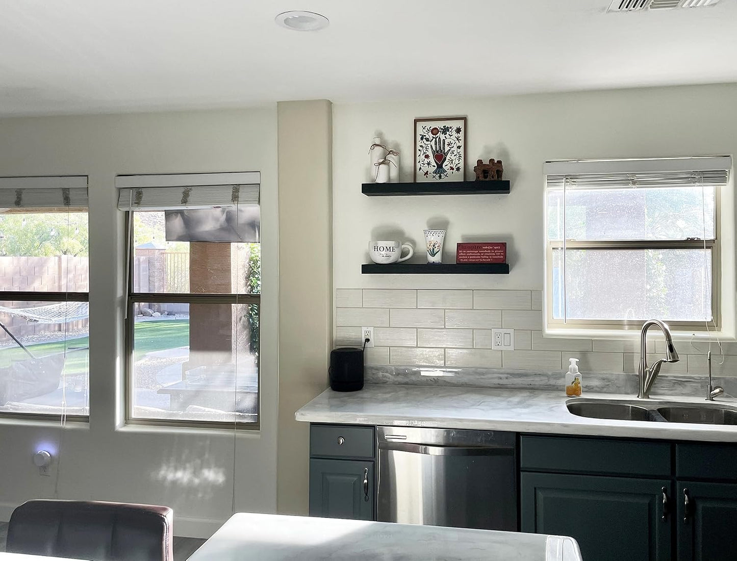 joelsantiques 24 Inch Wooden Floating Shelves for Wall - 24x6x2 in - Made of Natural Wood - Short Heavy Duty Rustic Wall Shelves for Bedroom - Perfect for Bathroom, Kitchen - Black