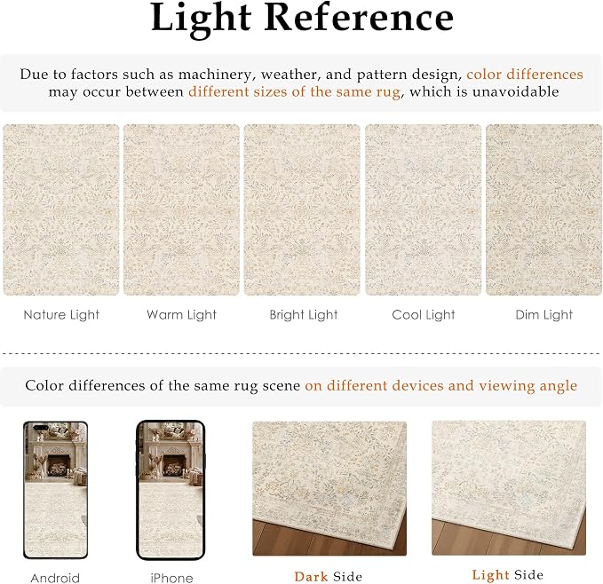 PureCozy 2x3 Beige Area Rug for Entryway Washable Vintage Floral Carpet Low Pile Non Slip Botanical Aesthetic Small Soft Accent Throw Rug Entrance Kitchen Bedroom Nursery Office Indoor