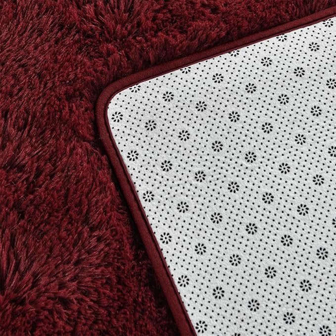 Deerhoo Large Shag Area Rugs 8 x 10, Plush Fuzzy Rugs for Living Room, Ultra Soft Fluffy Furry Rug for Bedroom, Indoor Carpet Nursery Rugs for Kids Room Home Decor, Burgundy