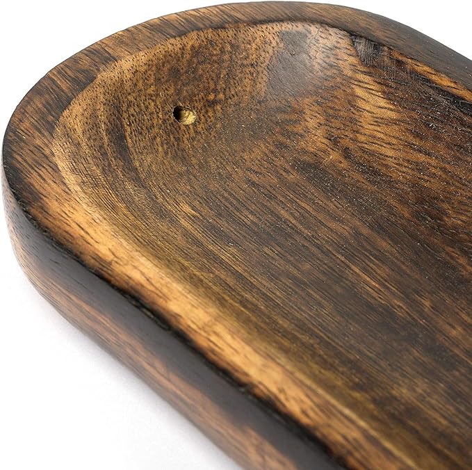 Bless-International Traditional-Handmade-Tray-Burner Wooden-Trat-Incense-Stick-Holder Ash-Catcher-Stand for-Aromatherapy-Meditation-Yoga (11x4x1.22 Inches)