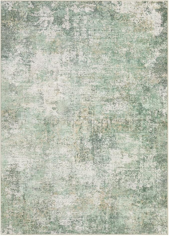 DMOYEST Area Rug Living Room Rugs - 5x7 Large Soft Indoor Neutral Modern Abstract Low Pile Washable Rug Carpet for Bedroom Dining Room Farmhouse Home Office - Green Grey