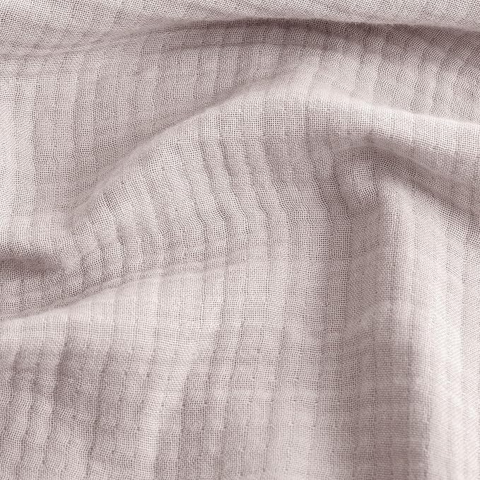 FOSSA Muslin Blanket: 4-Layer 100% Cotton Gauze Blanket with Fringe 98"x98" | Super Soft Breathable Lightweight All Season & Decorative Blanket or Bed, Sofa, Office (Greyish Pink,Oversize Queen)