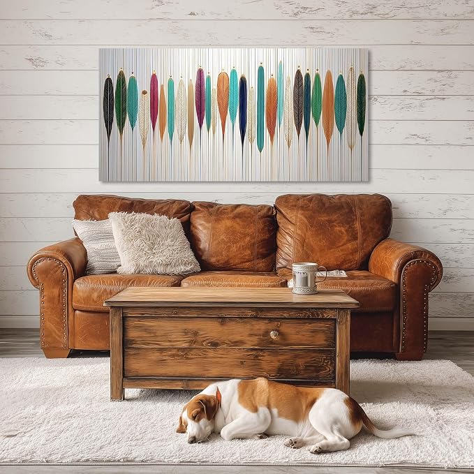Ggaafet Indian Feather Arrow Wall Art for Living Room Canvas Painting Prints Beautiful Boho Art Deco Modern Artwork Office Bedroom Family Dining Room Decor Extra Large