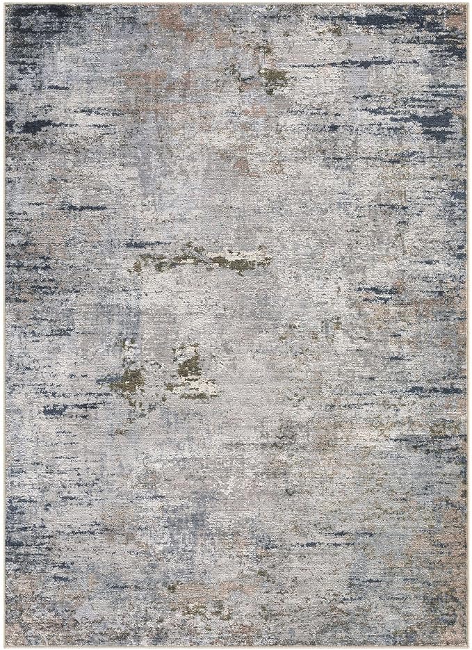 DMOYEST Area Rug Living Room Rugs - 8x10 Washable Large Soft Indoor Neutral Modern Abstract Low Pile Rug Carpet for Bedroom Dining Room Farmhouse Home Office - Blue/Grey/Brown