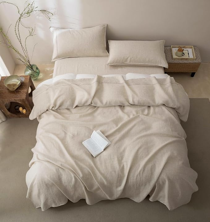 Talasily 100% French Linen Pillow Case King Size Set of 2,Oeko-TEX Certified Stone Washed Flax Pillow Shams with Envelope Closure - Breathable & Cooling for Hot Sleepers(Natural Linen,20''x36'')