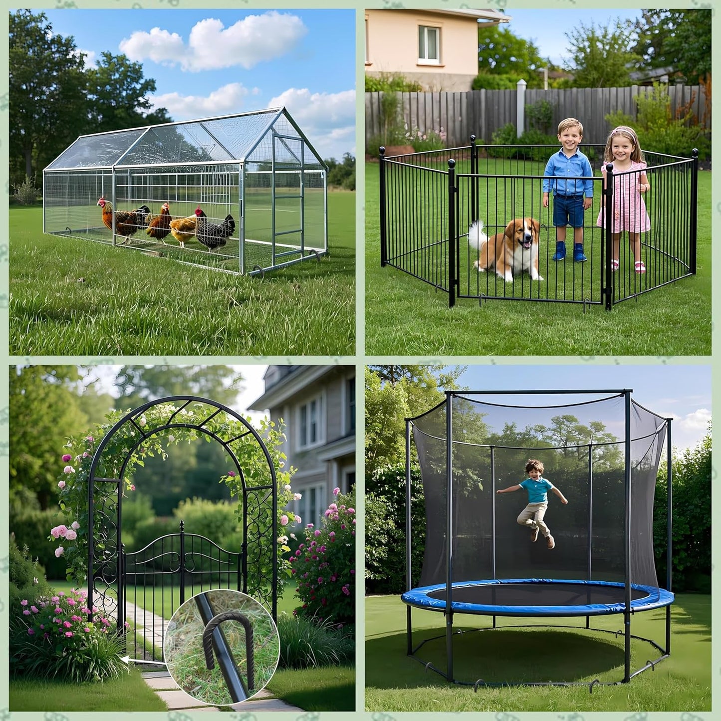 VVOKGO Rebar Stakes 12 Inches J Hook Heavy Duty Chain Link Fence Stakes, 8 Pcs Metal Long Tent Spikes Ground Anchors for Wire Fencing, Dogs Digging, Camping Tents, Swings, Greenhouse, Black