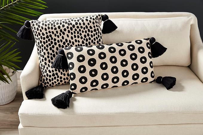 Mud Pie Chambray Tassel Pillow, Lumbar