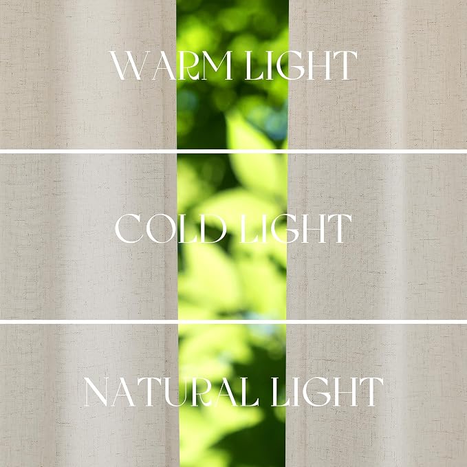 Jowels Sand Beige Linen Curtains 84 Inch Long 2 Panels for Living Room | Light Filtering Semi Sheer Curtain, Back Tab Pocket Pleated Look, Boho Farmhouse Textured Privacy Drapes for Bedroom Window