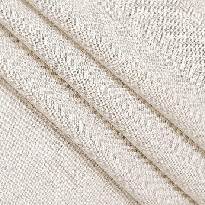 Nanspring Beige Cafe Curtains 54 Inch Length Set 2 Panel Back Tab Pocket Semi Sheer Short Linen Beige Curtain Tiers for Small Bathroom Window Basement 38x54