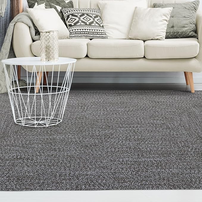 Superior Large Indoor/Outdoor Area Rug, Multi-Tone Reversible Braided Floor Decor for Patio, Front Porch, Entryway, Living Room, Office, Nursery, Artistic Home, 3' x 5', Canvas-White