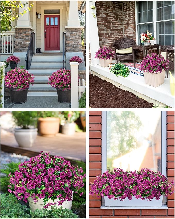 Artificial Flowers for Outdoor Decor, 16 Pack UV-Resistant Fake Purple Silk Daisy Flowers, Perfect for Spring & Summer Decorating – Front Porch, Patio, Window Boxes, and Potted Plants