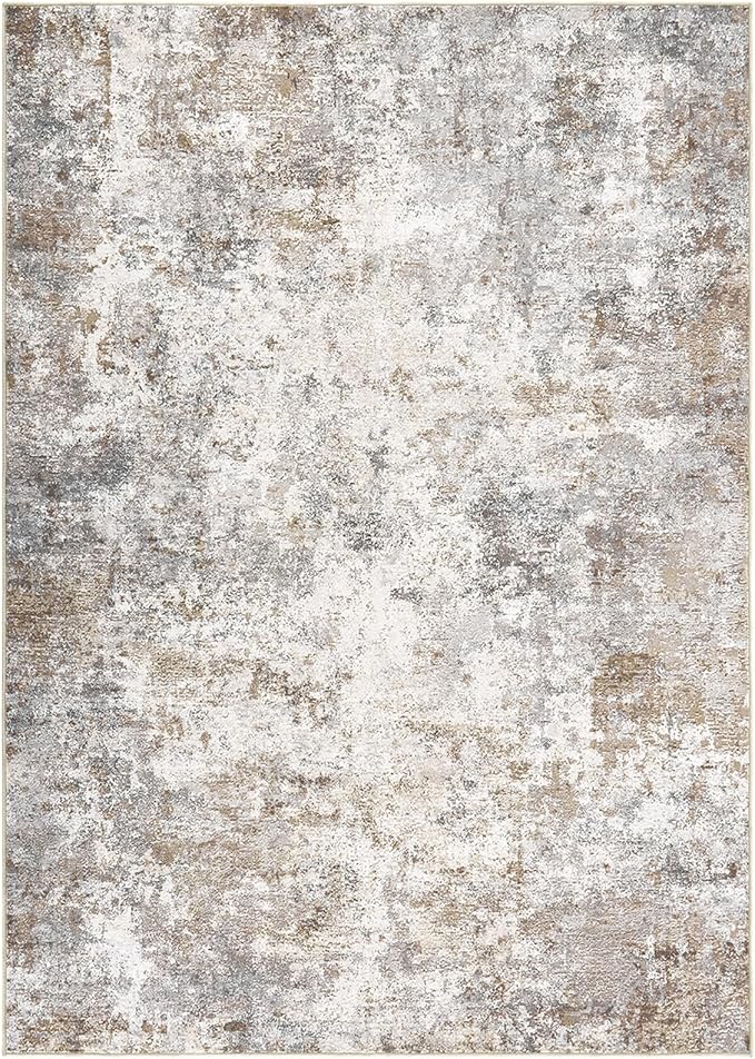 UERMEI 7x9 Area Rug Living Room Rugs - Washable Neutral Modern Abstract Soft Thin Large Rug Indoor Floor No Slip Rug Carpet for Bedroom Under Dining Table Home Office Decor - Brown Grey