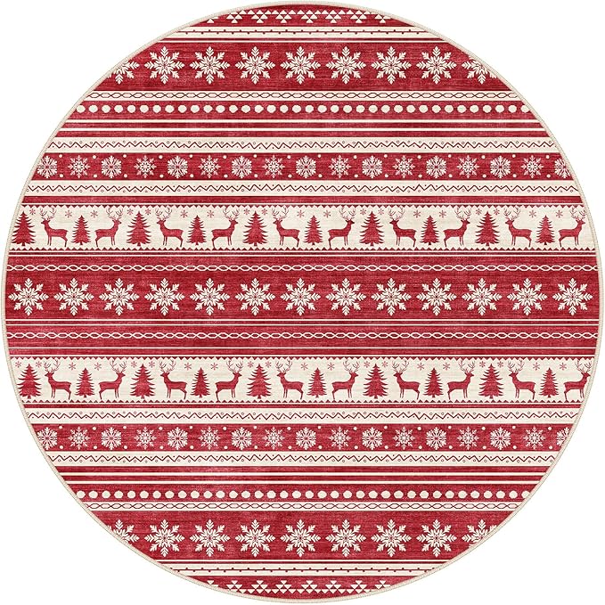 cotiled Area Rugs for Living Room Washable Living Room Rug Soft Neutral Indoor Floor Carpet Non-Slip Stain Resistant Modern Boho Rugs for Bedroom Dining Room Kids Room Nursery Office Home Red