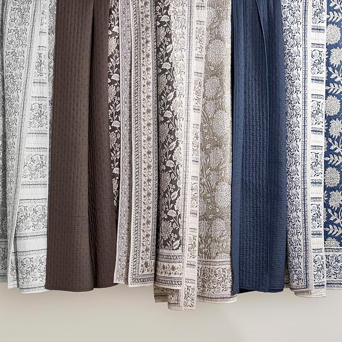 Levtex Home Cross Stitch Reversible Full/Queen Quilt Set (88x92in) with 2 Pillow Shams (26x20in) - Stitch Texture - Cocoa - Cotton Full/Queen Size Quilt Bedding Set - Lightweight, Soft, Pre-Washed