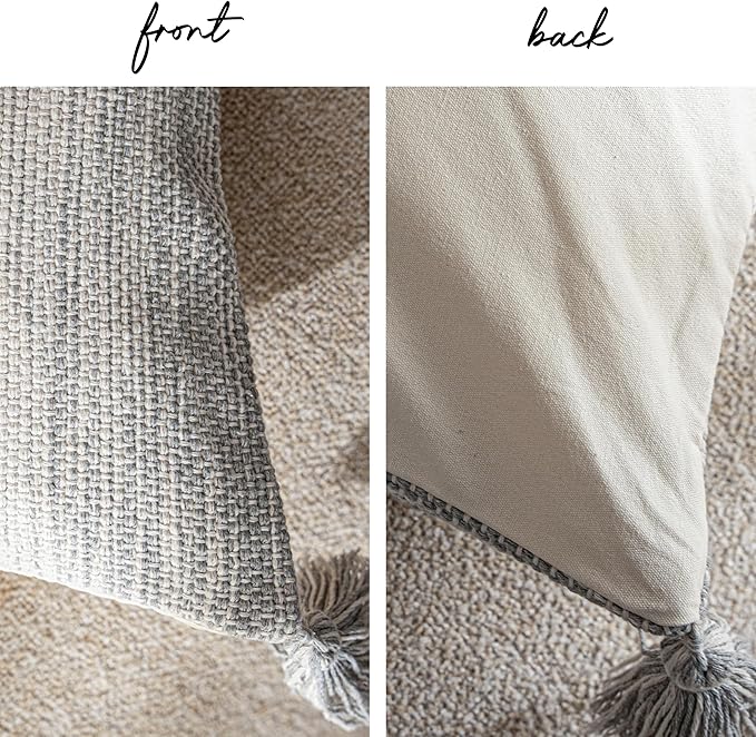 BlissBlush Gray Decorative Throw Pillow Cover 20X20, Boho Accent Pillow for Couch, Square Modern Farmhouse Pillowcase for Living Room Couch Sofa Cushion Home Décor (Pack of 1)
