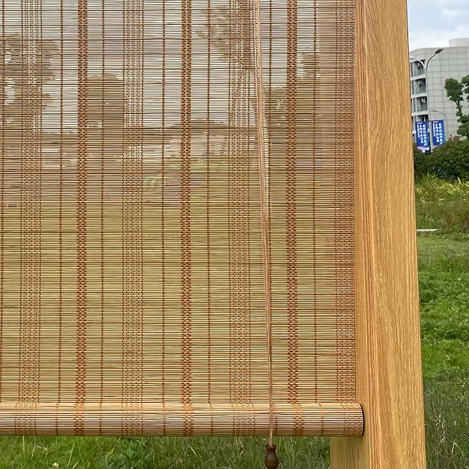 XIUXIU Bamboo Roller Shades Roman Shades for Window Roll Up Blinds for Home Light Filtering Indoor Outdoor Patio B 45"" Wx83 H, Colour B