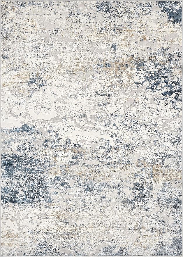 DMOYEST Area Rug Living Room Rugs - 10x14 Abstract Large Soft Indoor Washable Rug Neutral Modern Low Pile Carpet for Bedroom Dining Room Farmhouse Home Office - Beige Blue