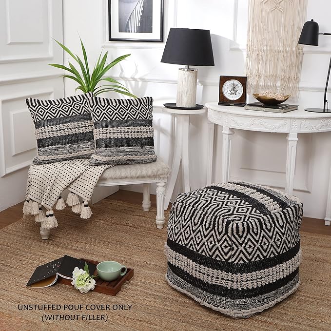 REDEARTH · Handmade Boho Throw Pillow Covers - Bohemian Chic Farmhouse Style - Accent Woven Indoor and Outdoor Pillow Cushion Cases for Couch - Bed - Chair - Sofa - Benches – Set of 2-18"x18" -